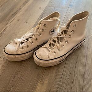 Converse white hi top high rise size 6